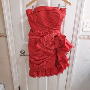 Oscar de la Renta Scarlet Strapless Midi Dress